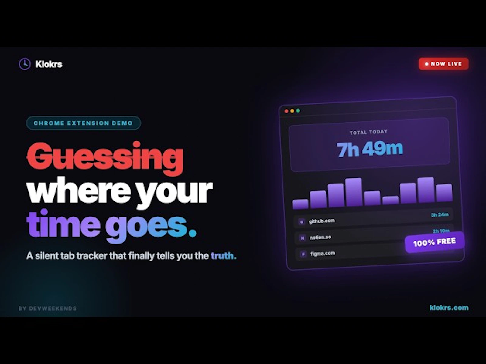 Klokrs — Tab Time Tracker for Engineers screenshot 1 (video preview)