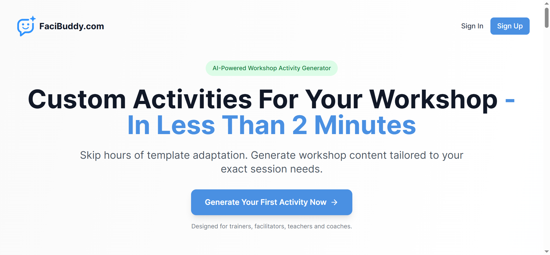 FaciBuddy.com - AI搭載のワークショップアクティビティジェネレーターメディア1