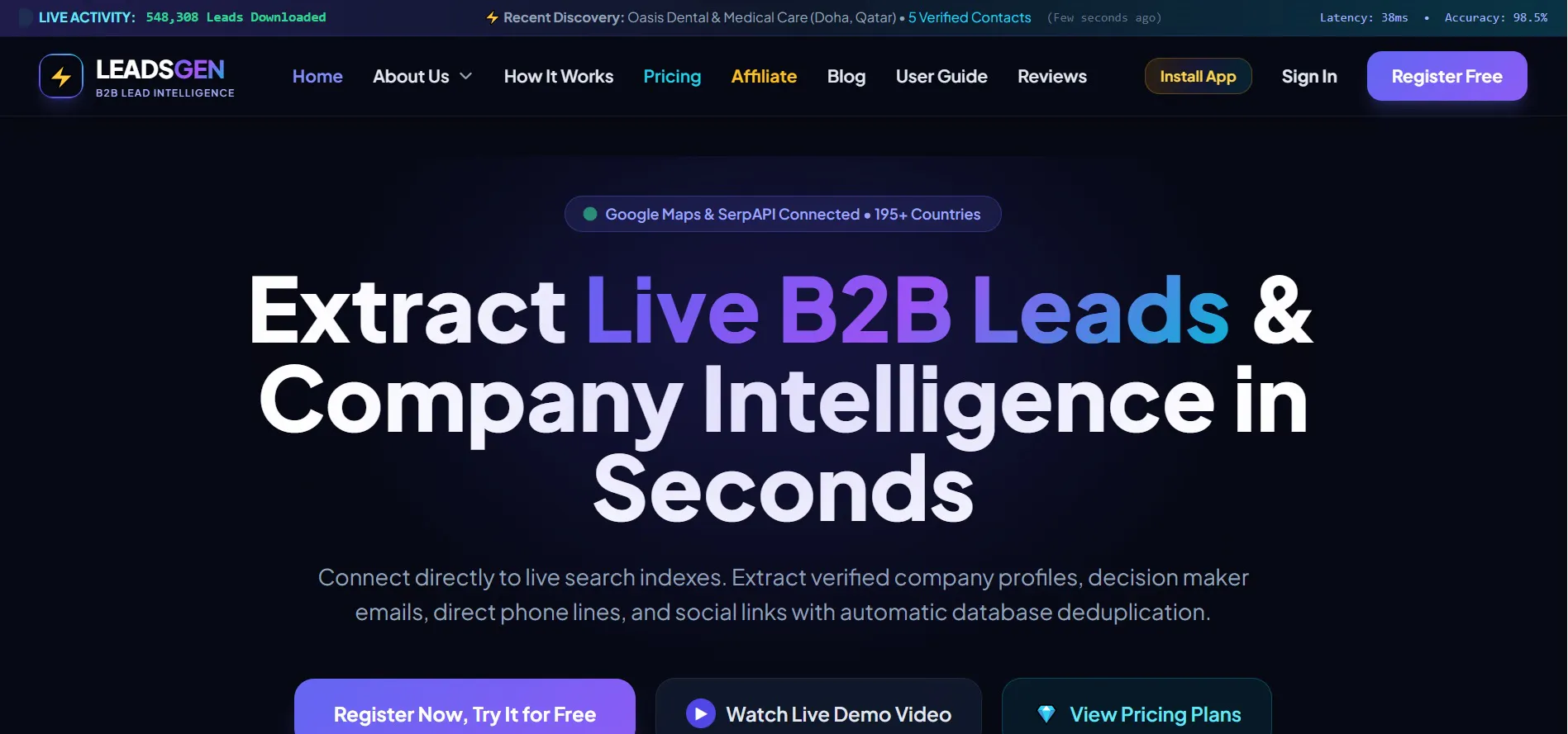LeadsGen B2B Lead Intelligence Platform screenshot 1