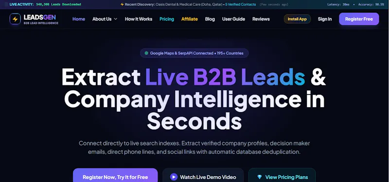 LeadsGen B2B Lead Intelligence Platform screenshot 2