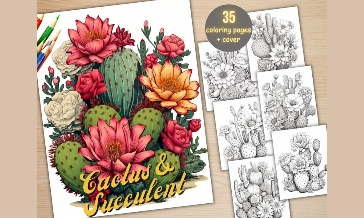 35 livres de coloriage roses et cactus media 6