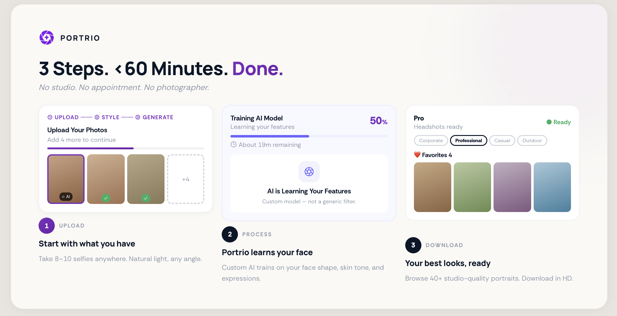 Portrio — AI Headshots from Your Selfies - Screenshot 2 showing product features and functionality