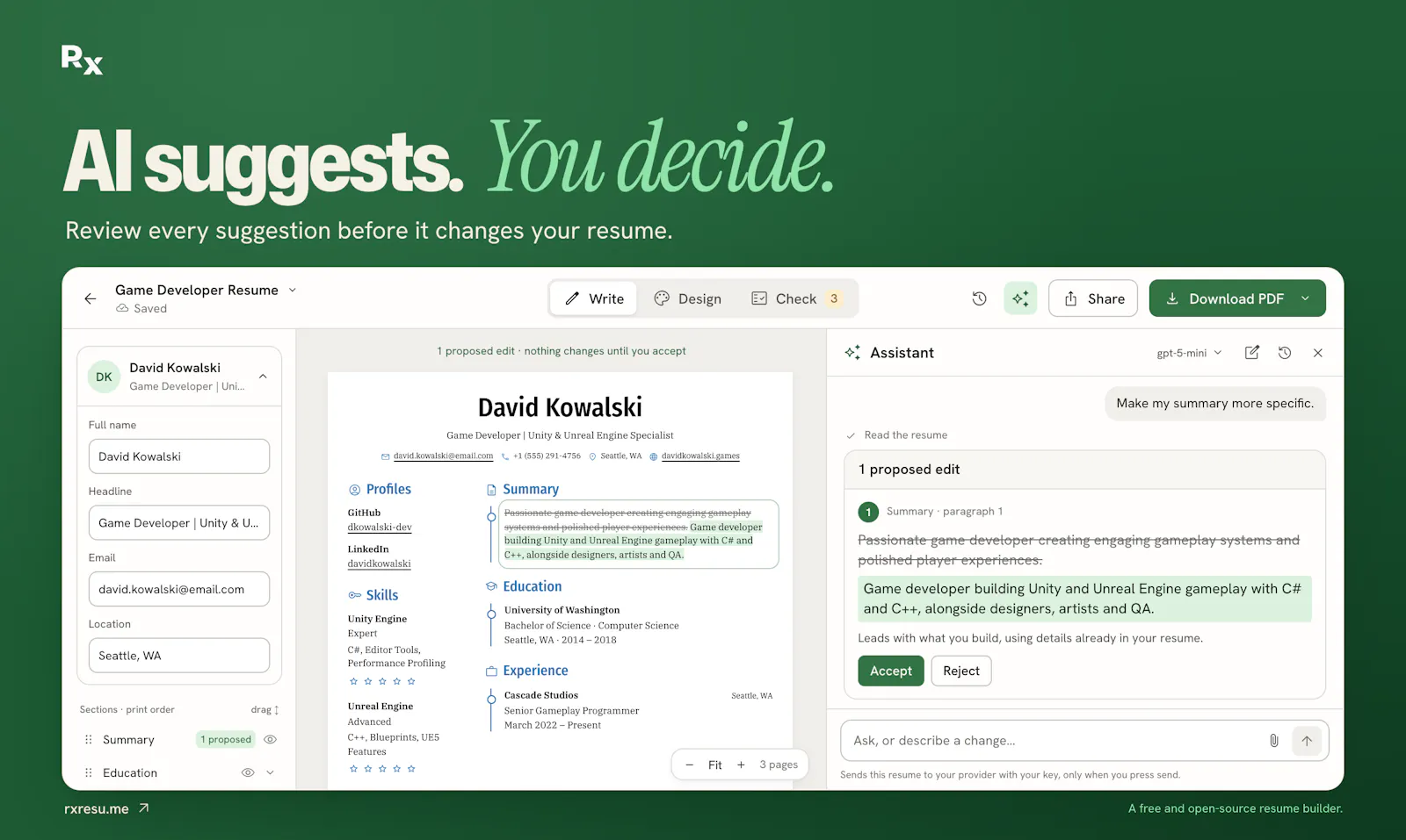 Reactive Resume v6 screenshot 3