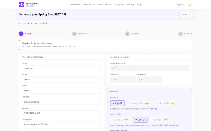 SpringBoot Generator screenshot 3