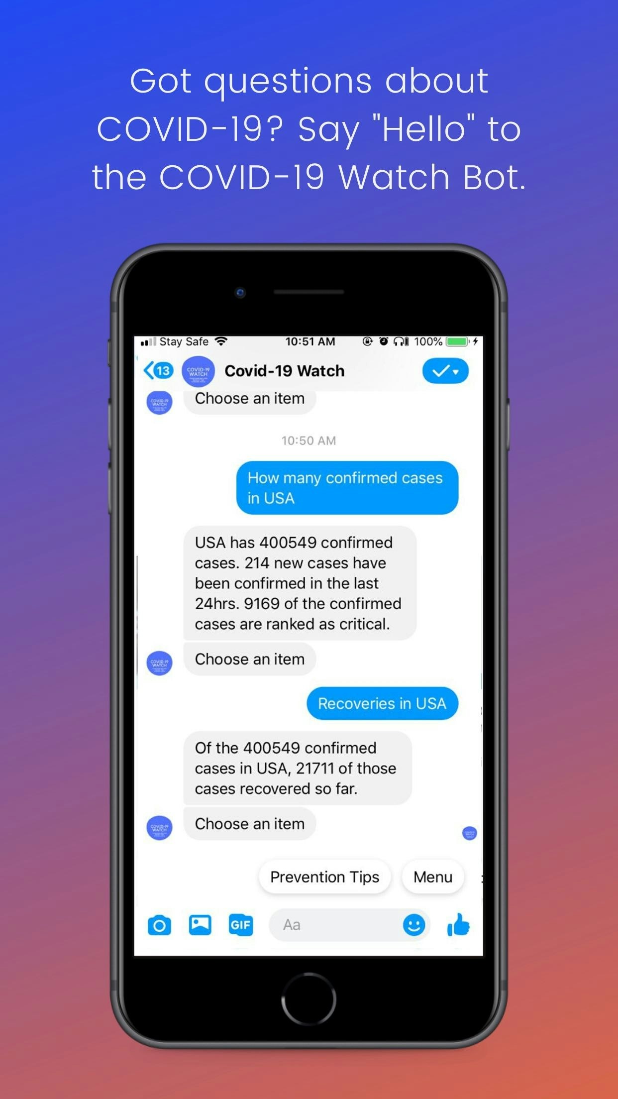 COVID-19 Watch Bot gallery image
