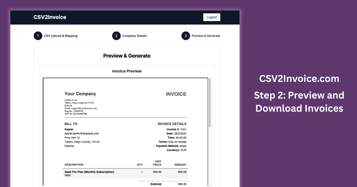 CSV2Invoice screenshot 4 CSV2Invoice screenshot 4