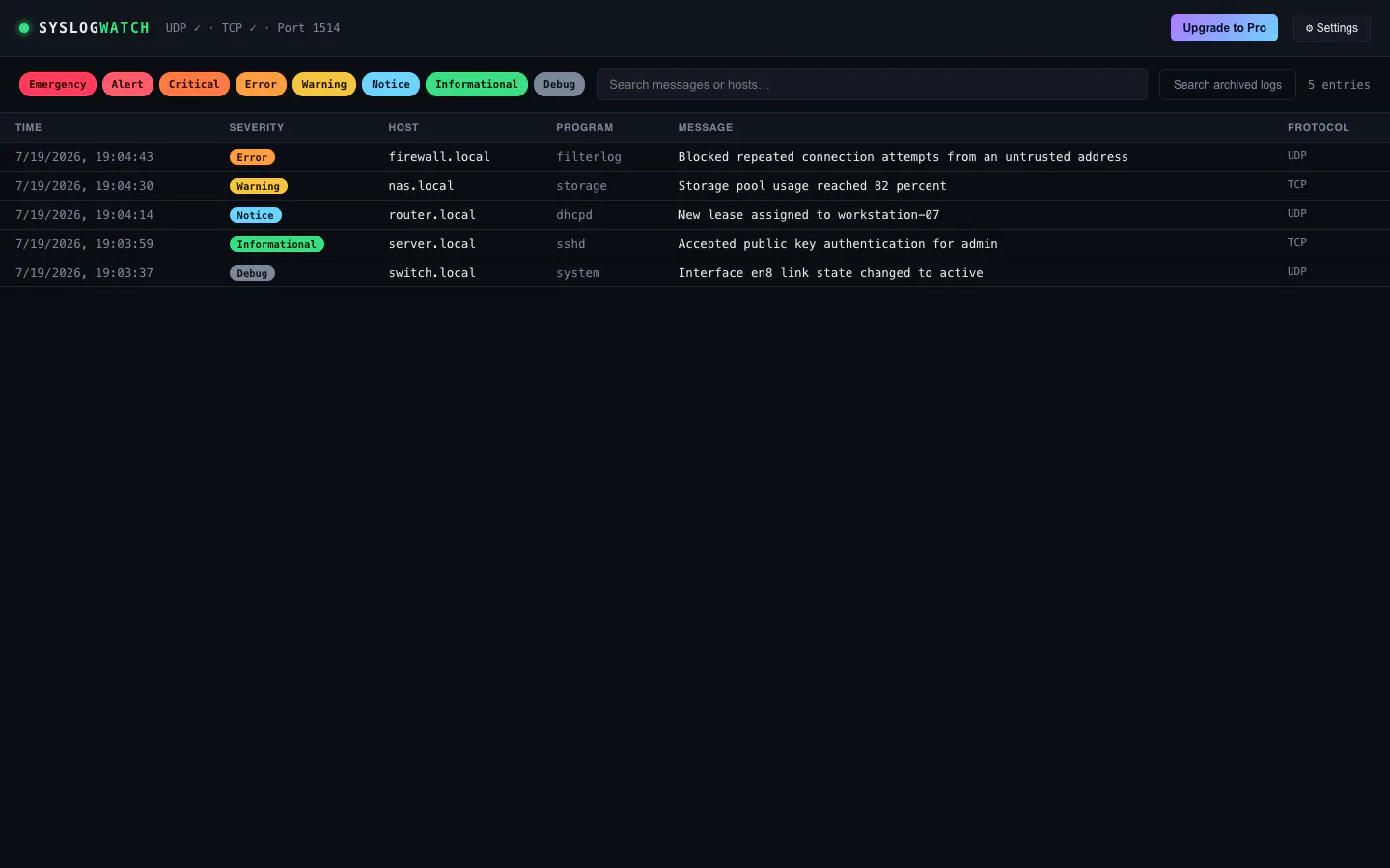 SyslogWatch gallery image