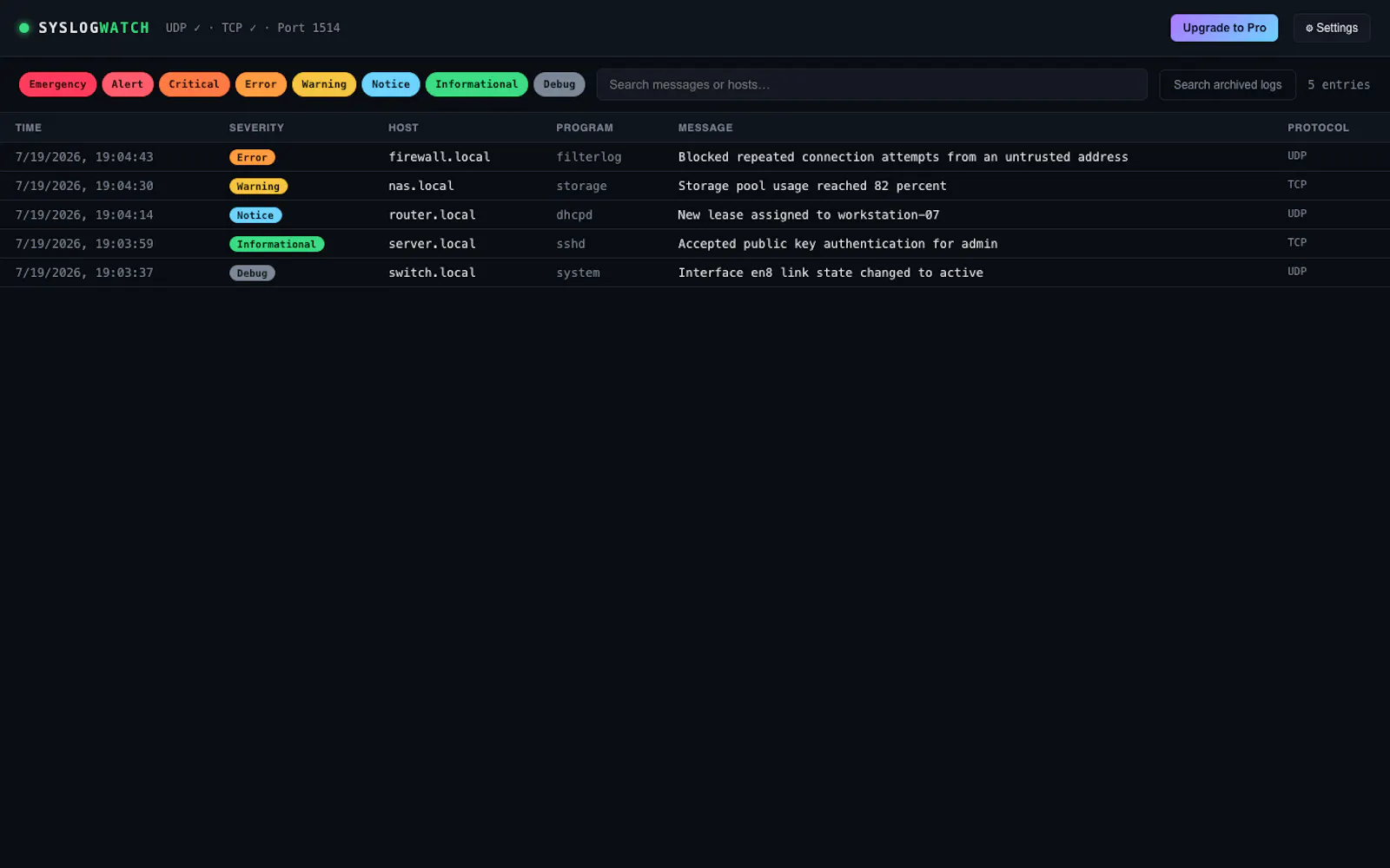 SyslogWatch screenshot 4