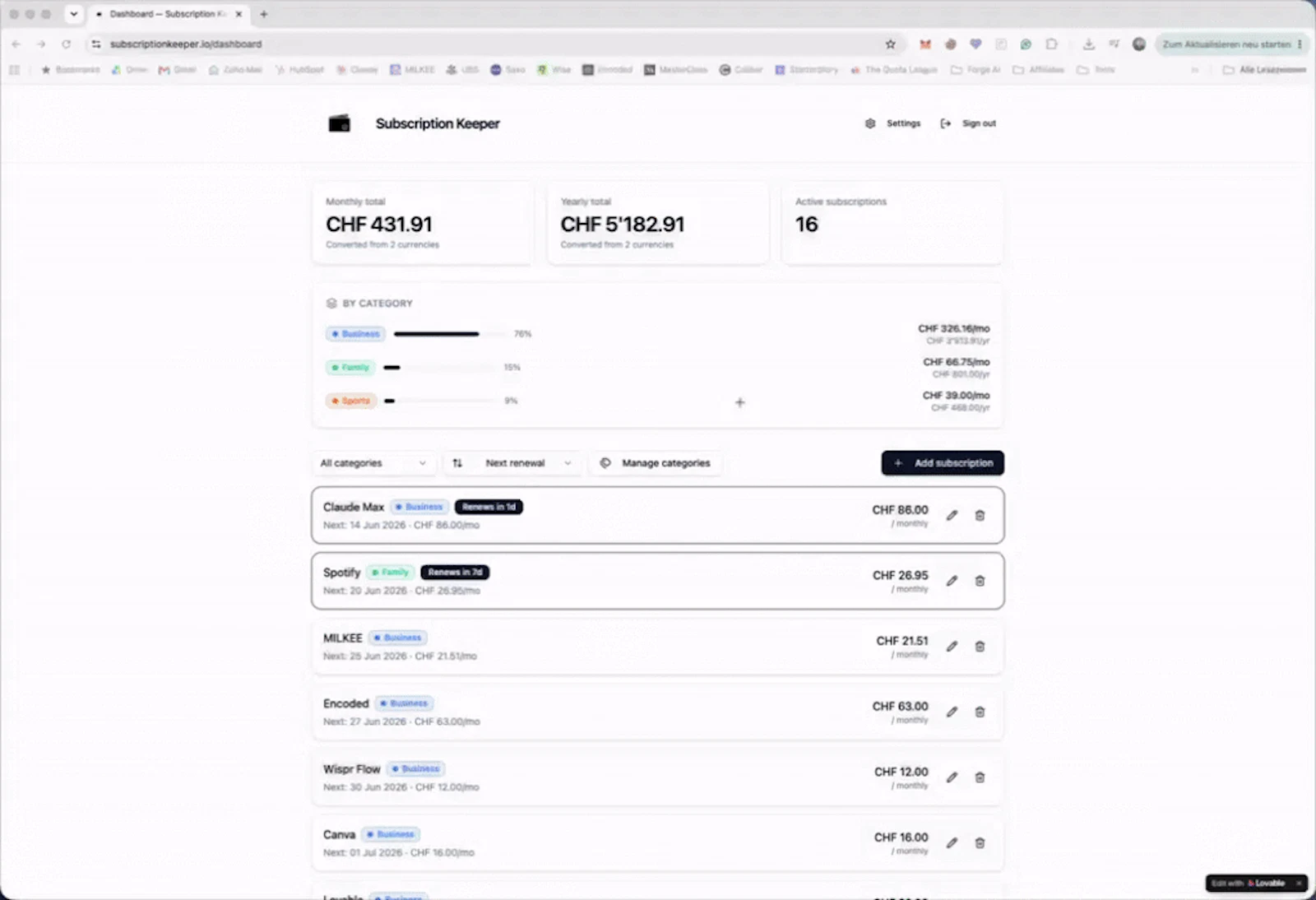 SubscriptionKeeper  screenshot 1 (video preview)