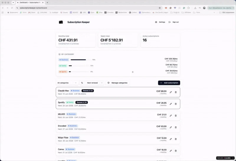 SubscriptionKeeper  screenshot 1 (video preview)