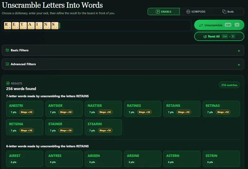 MonkeyTactics Word Unscrambler screenshot 1