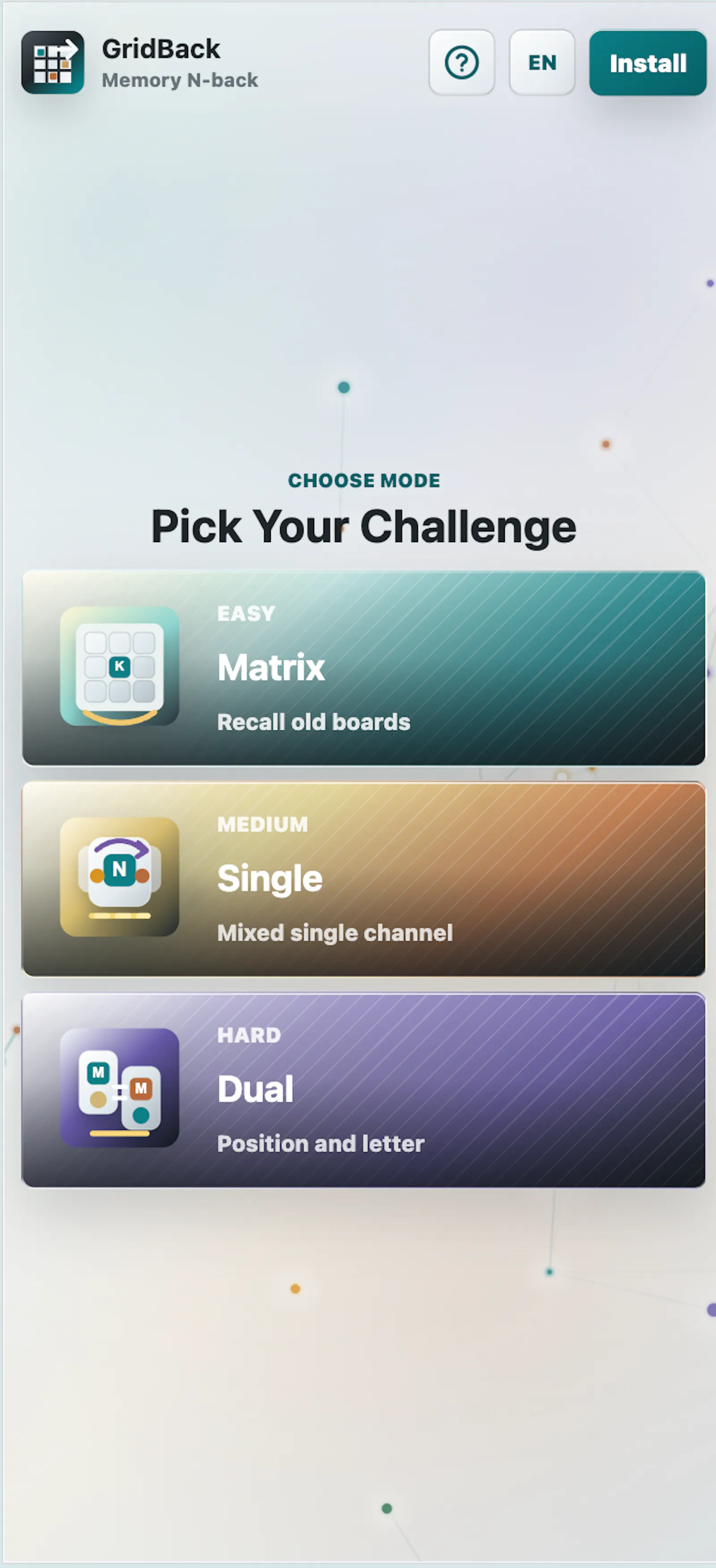 GridBack Memory screenshot 1