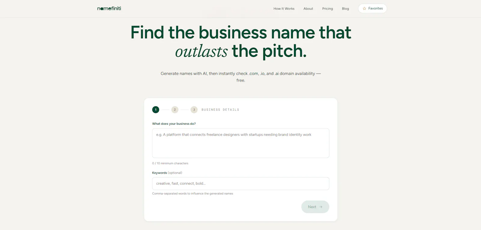 Namefiniti screenshot 1