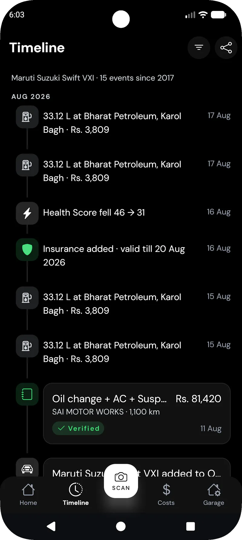 Odo — Maintain your car. Know every rupe screenshot 2