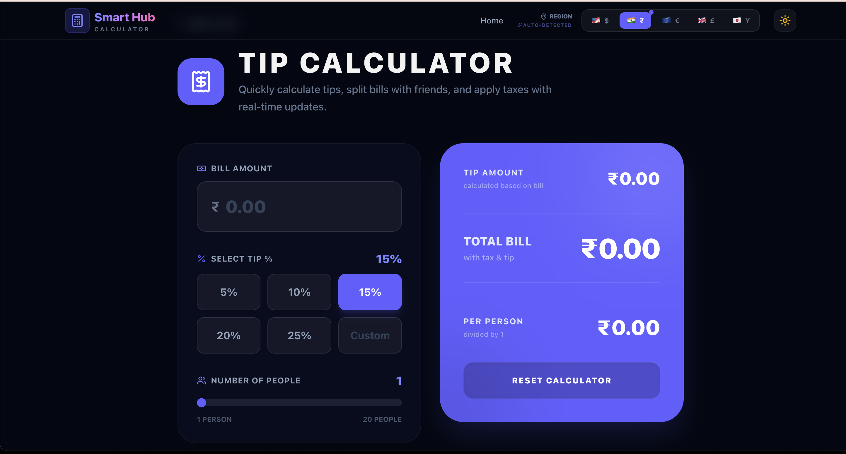 Smart Hub Tip Calculator