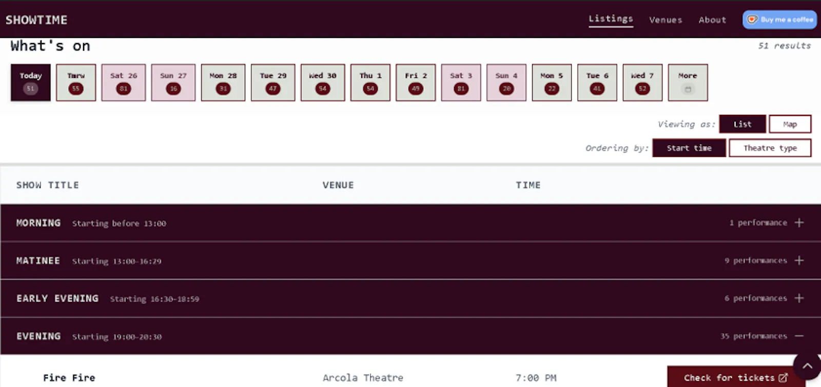 SHOWTIME · Theatre Directory screenshot 2