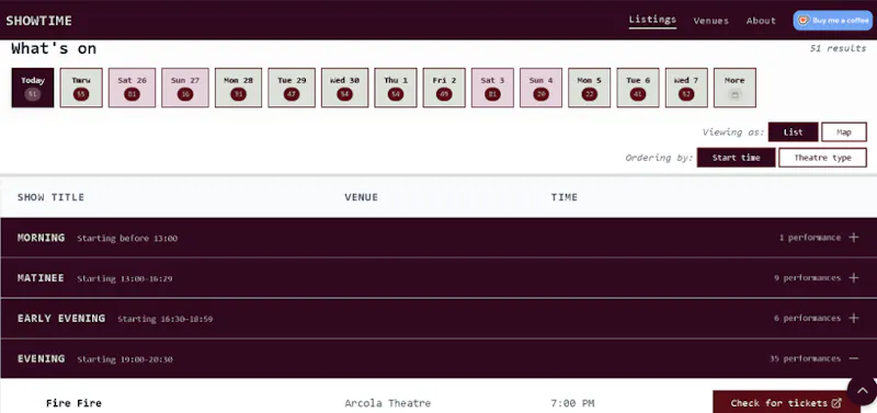 SHOWTIME · Theatre Directory screenshot 2