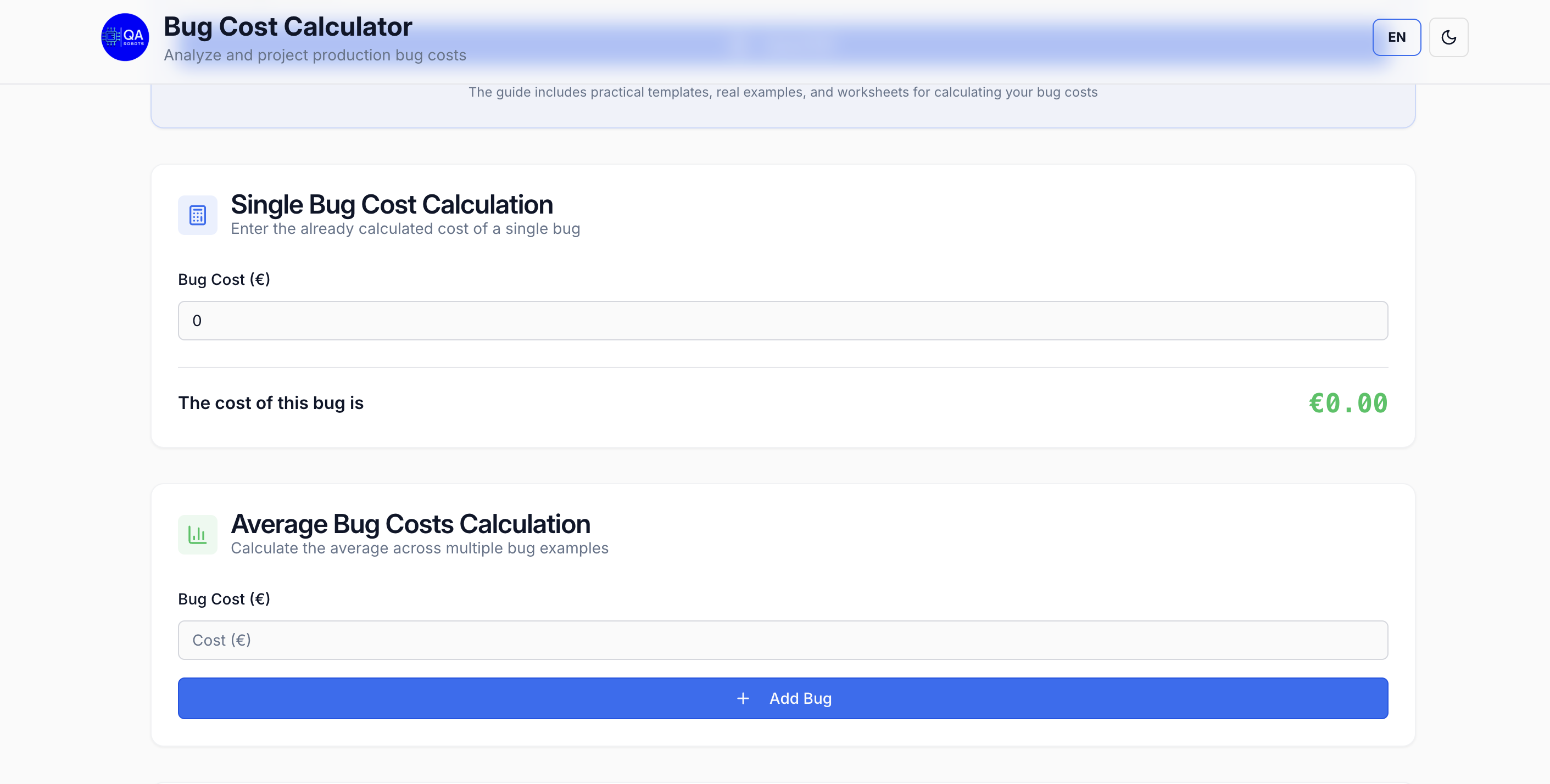 Média Calculateur de coût des bogues - Calculateur de coût des bugs 2