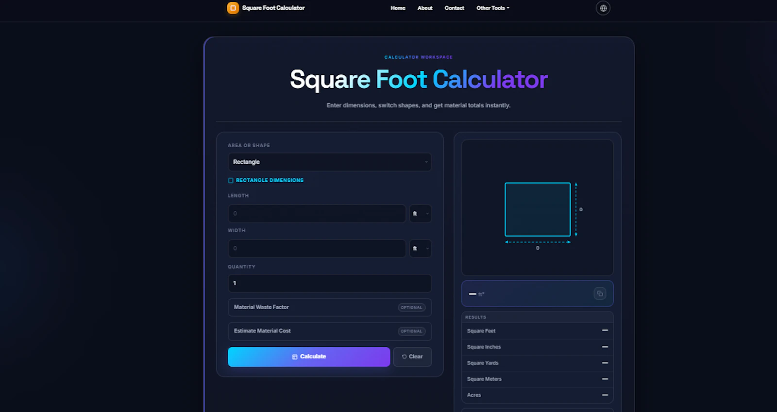 Square Foot Calculator screenshot 1