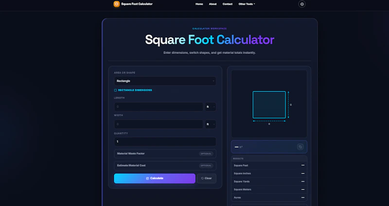 Square Foot Calculator screenshot 1