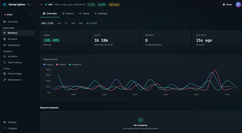 Vantaj Uptime New Features (MCP & more) screenshot 3