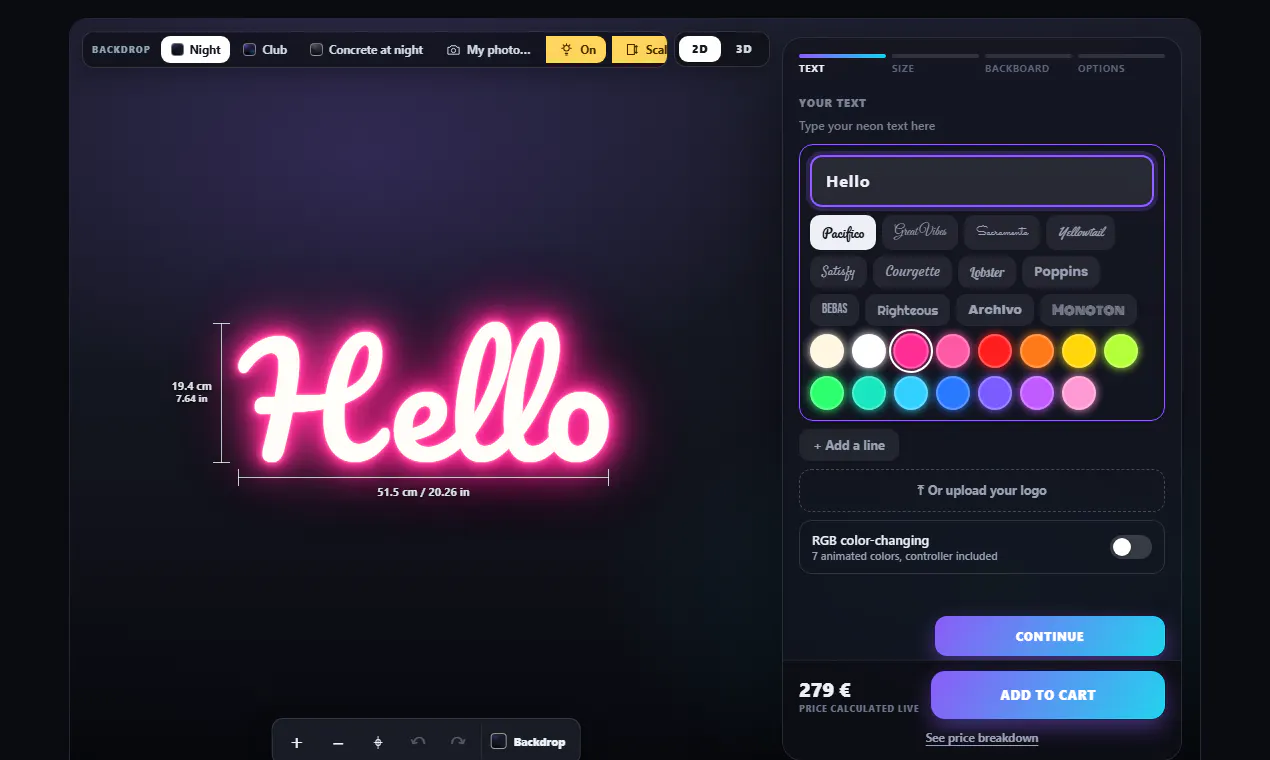 Neon Light Configurator gallery image