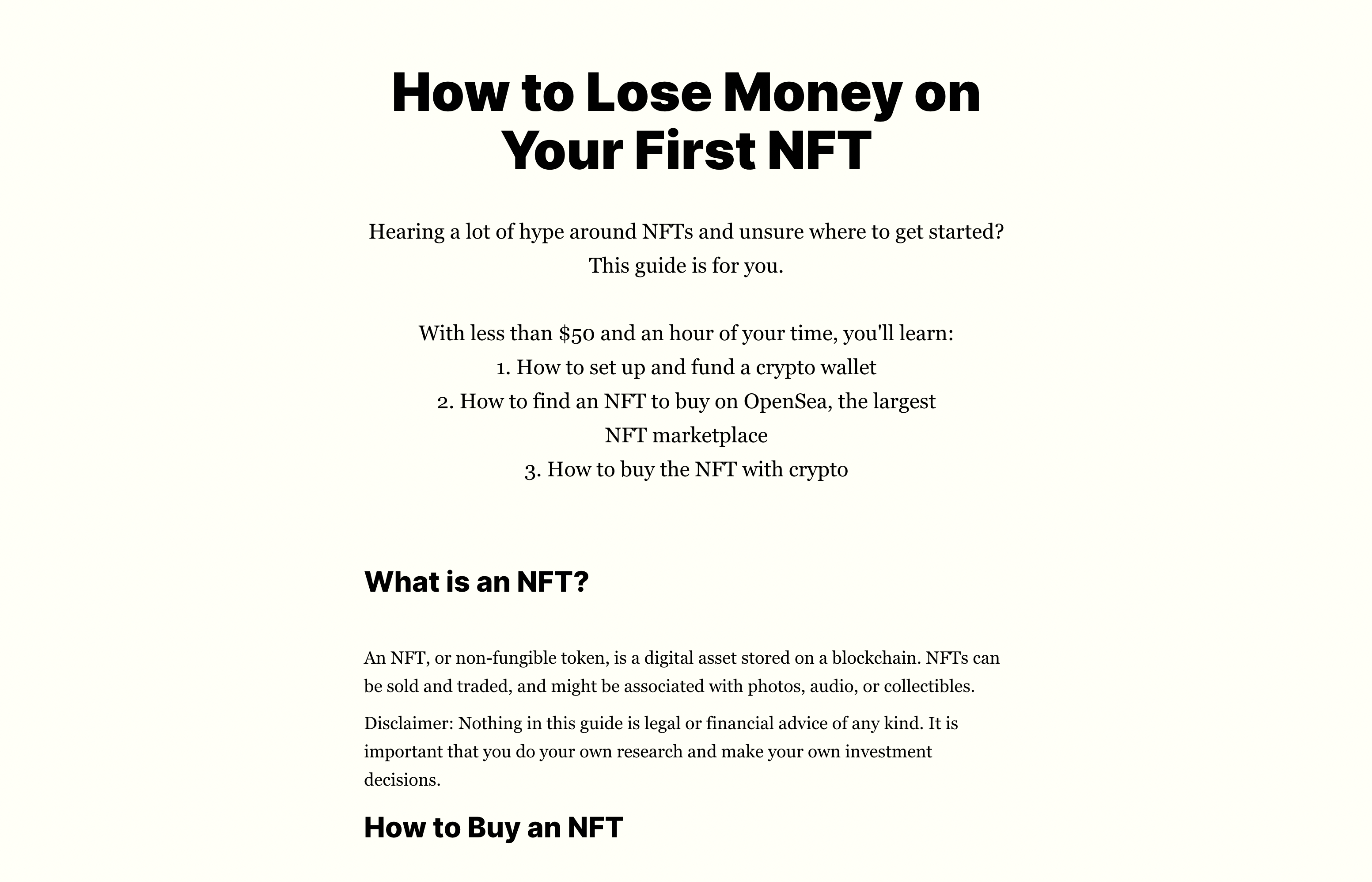How to Lose Money on Your First NFT gallery image