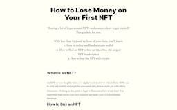 How to Lose Money on Your First NFT media 1