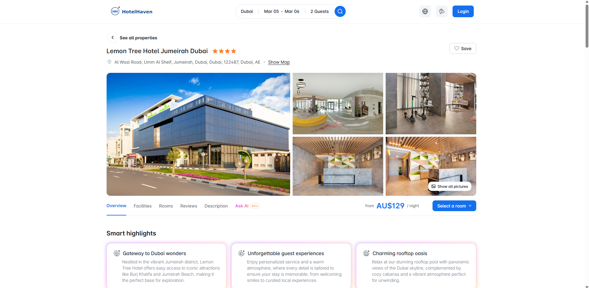 HotelHaven - Main product screenshot demonstrating key features and user interface