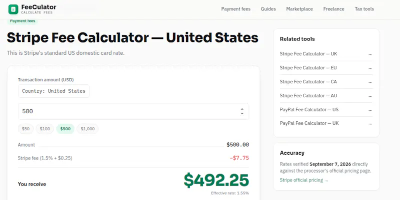 FeeCulator screenshot 2