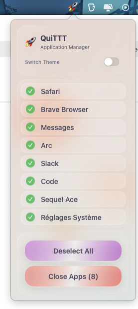 Quittt - Close all your Mac applications gallery image