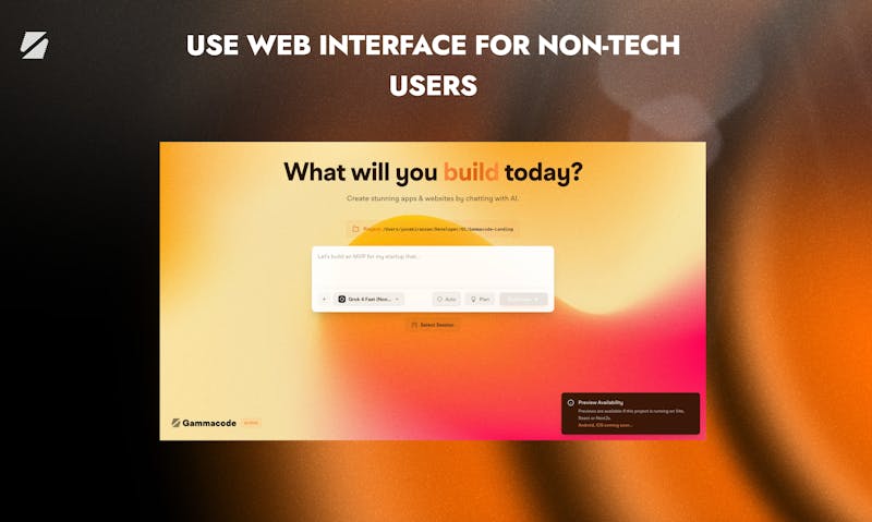 Gammacode task dashboard showing completed background runner operations