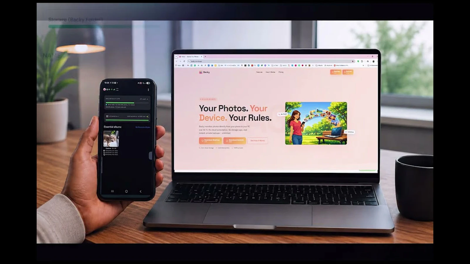 Backy - local photos backup to PC screenshot 1 (video preview)