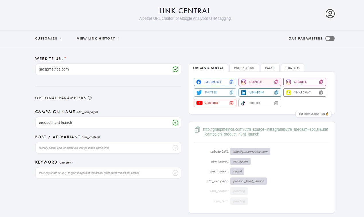 Enlace central - Un mejor creador de URL para el etiquetado UTM de Google Analytics media 2