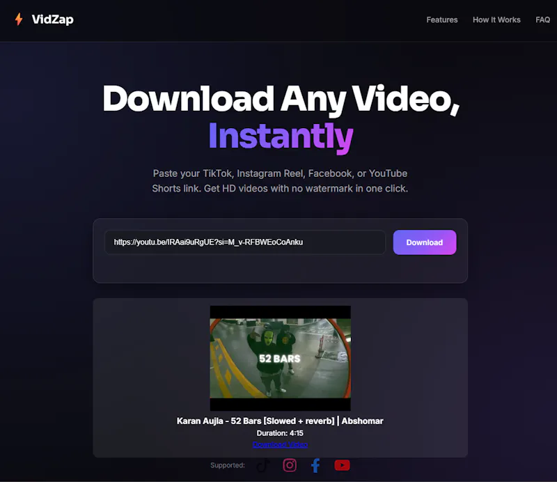 VidZap screenshot 1