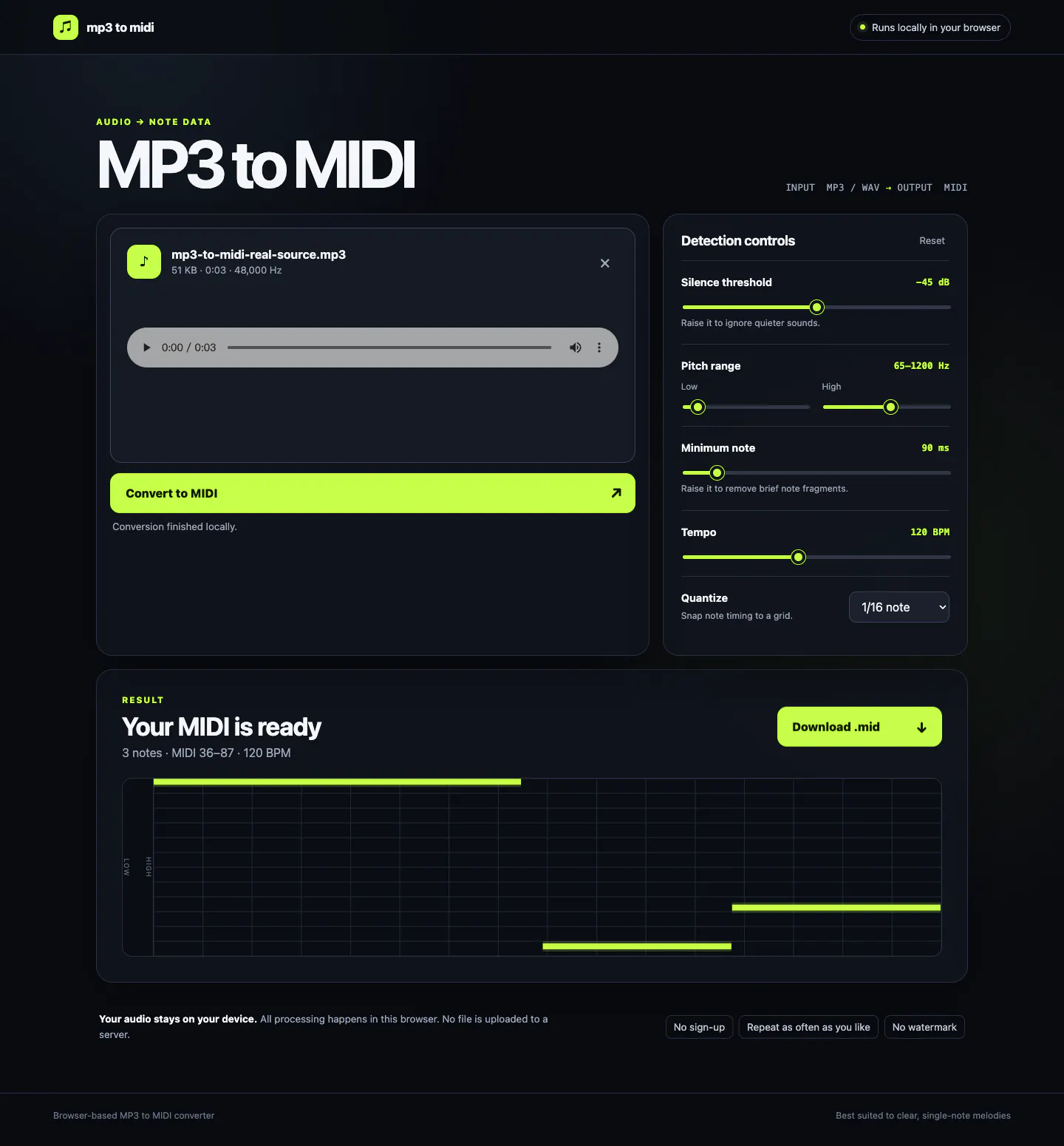 MP3 to MIDI Tool gallery image
