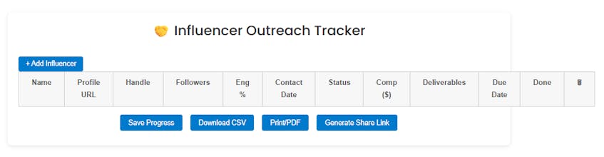 Influencer Outreach Tracker Pro gallery image