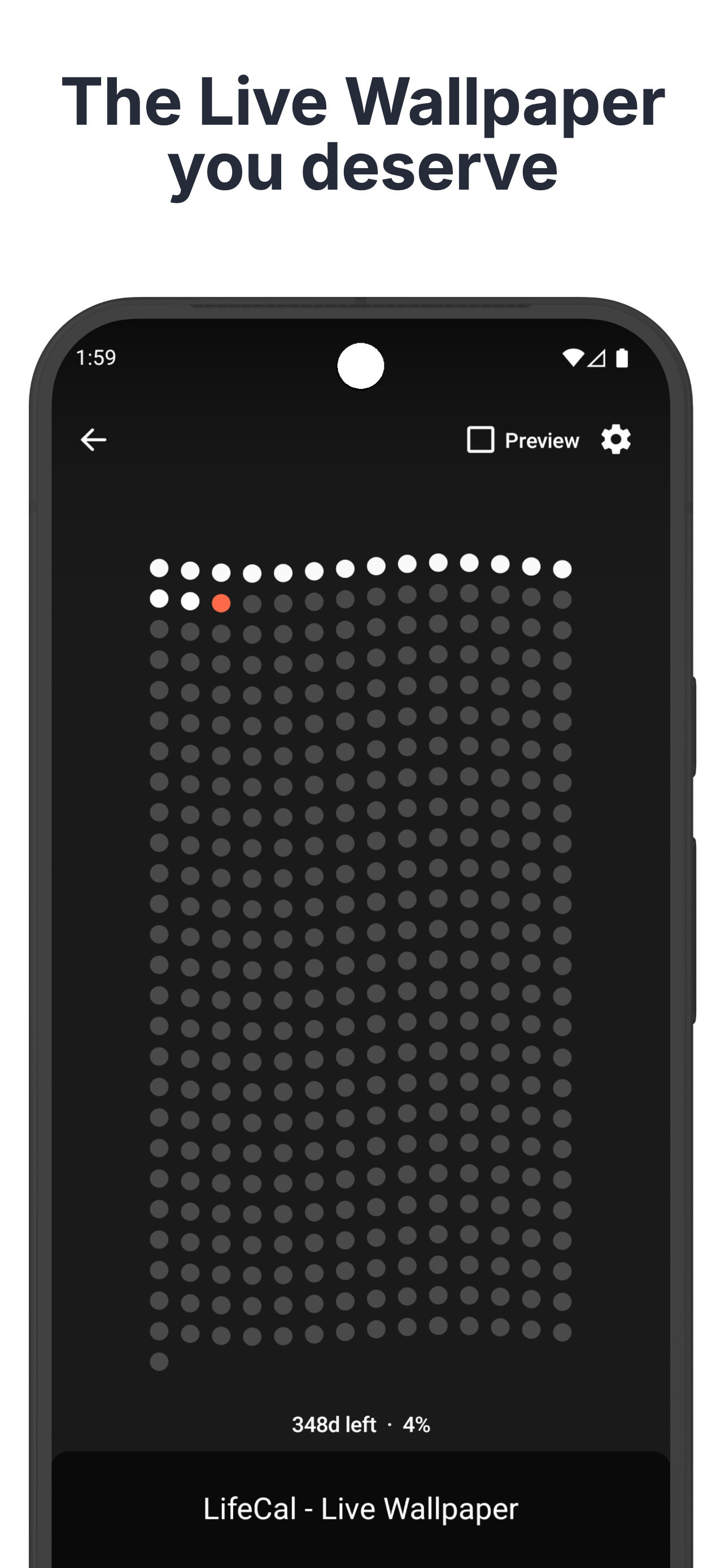 LifeCal - Life Calendar Live Wallpaper - Screenshot 5 showing product features and functionality