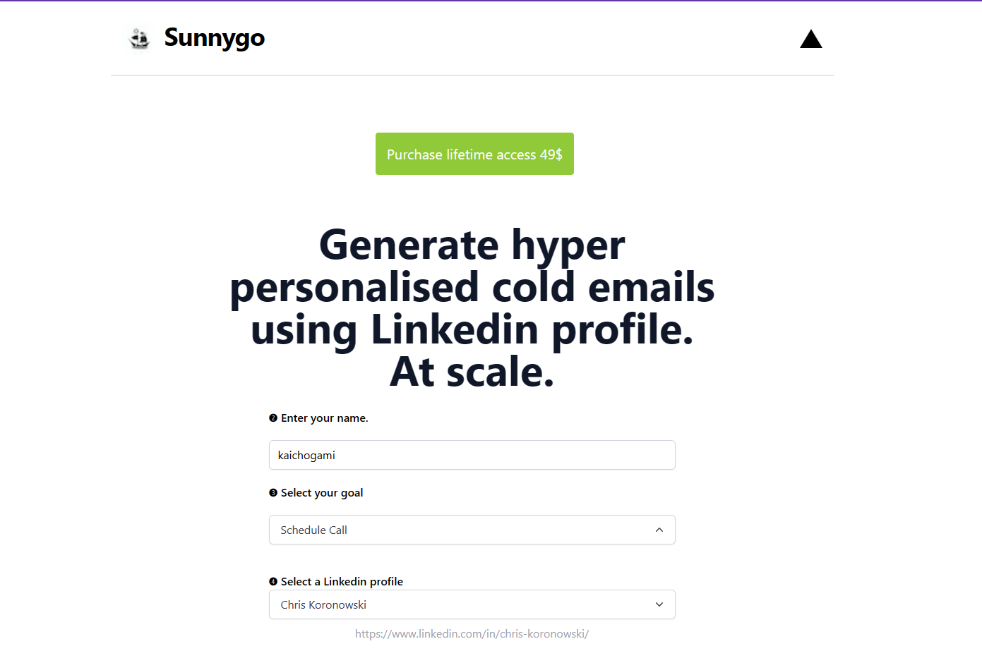 陽光明媚 - 使用LinkedIn配置文件生成個性化的冷電子郵件 media 1