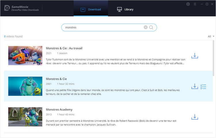 Samemovie Disneyplus Video Downloader - เครื่องมือดาวน์โหลดวิดีโอที่ยิ่งใหญ่ที่สุดสำหรับ Disney Plus media 6