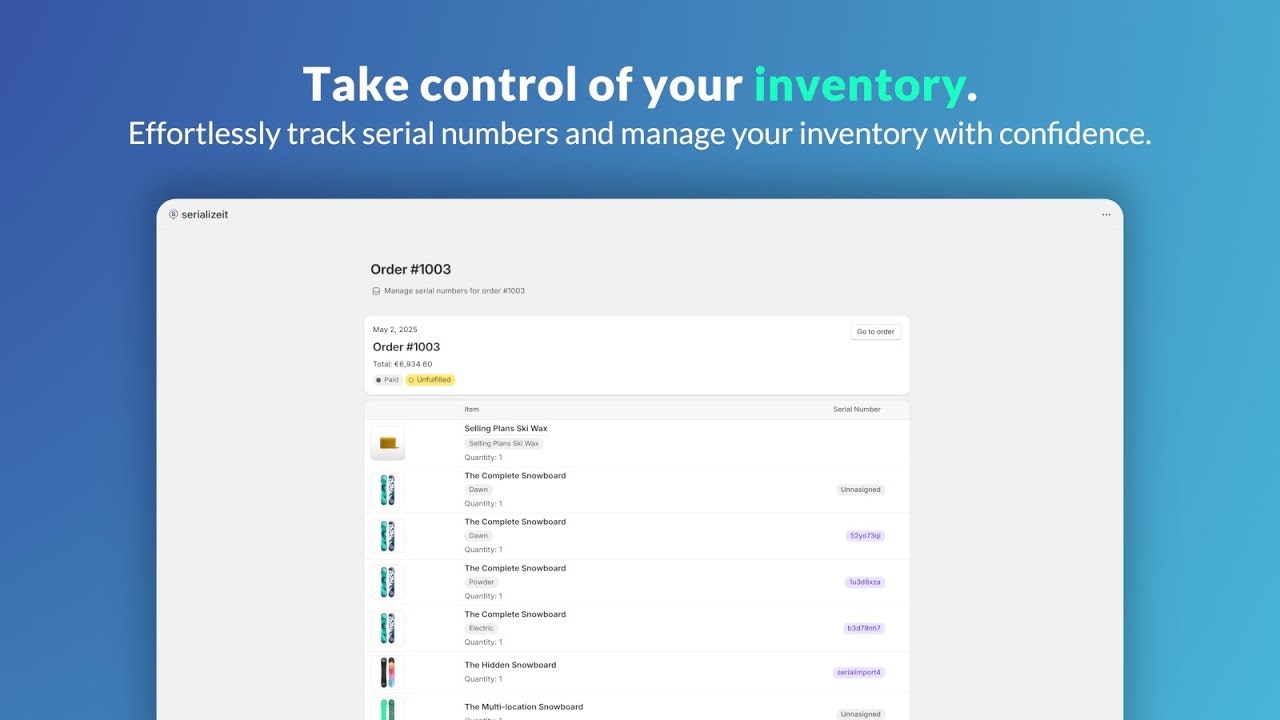SerializeIt - Serial Numbers in Shopify gallery image