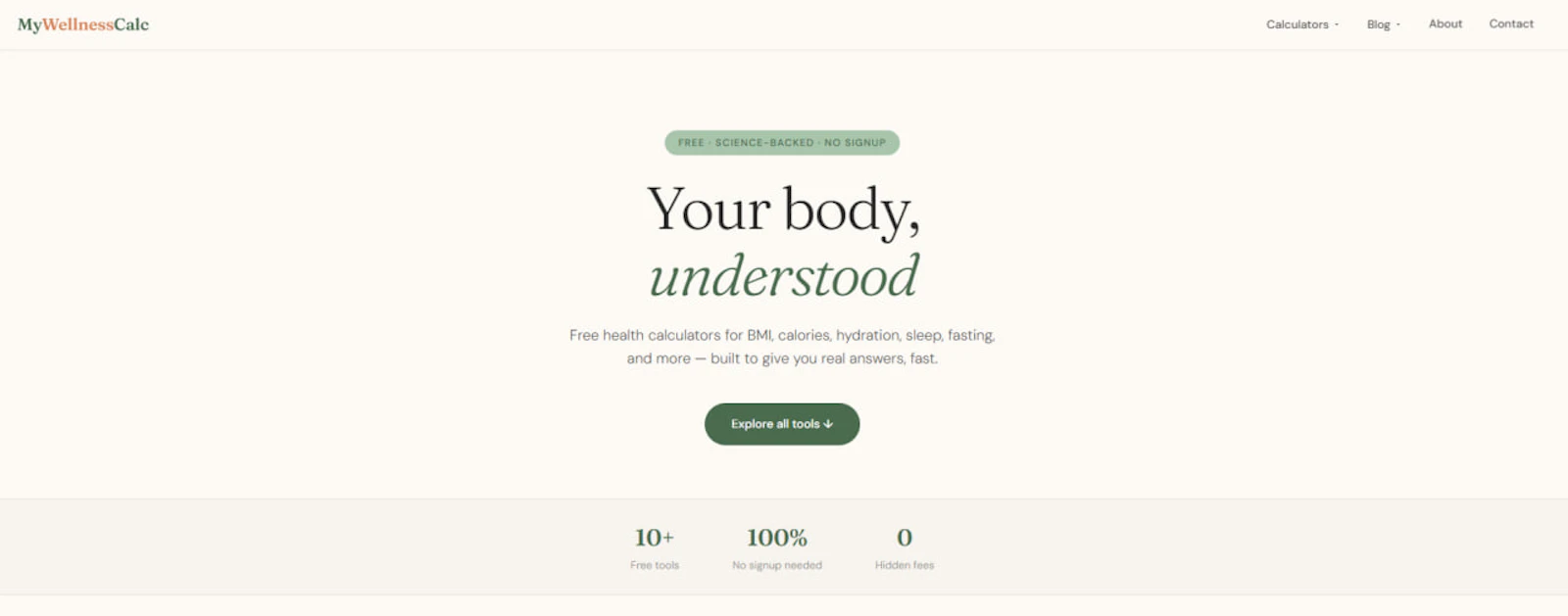 My Wellness Calc screenshot 1