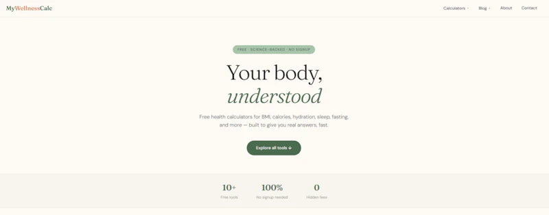 My Wellness Calc screenshot 1