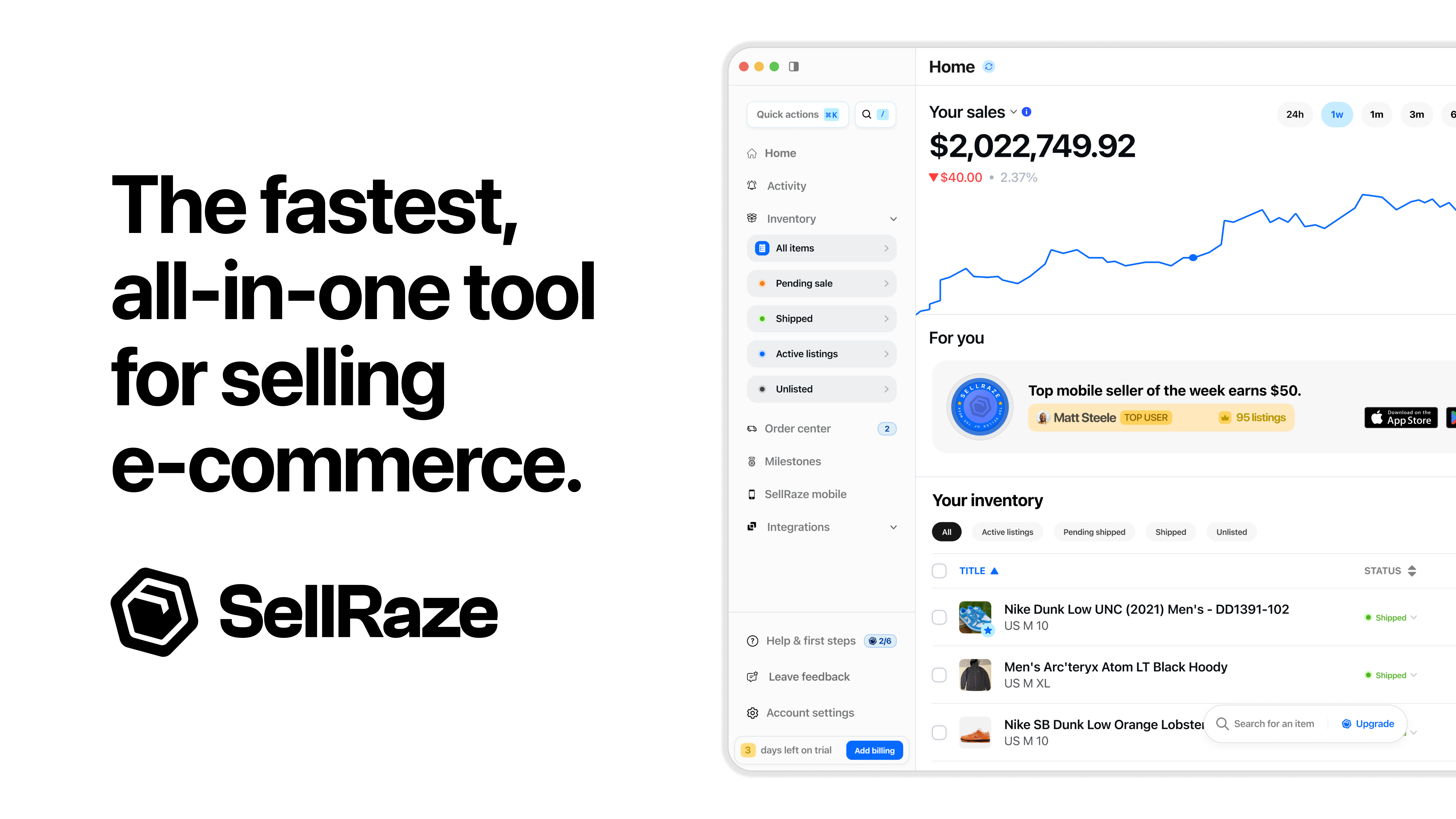 startuptile SellRaze-The fastest all-in-one tool to sell your inventory online.