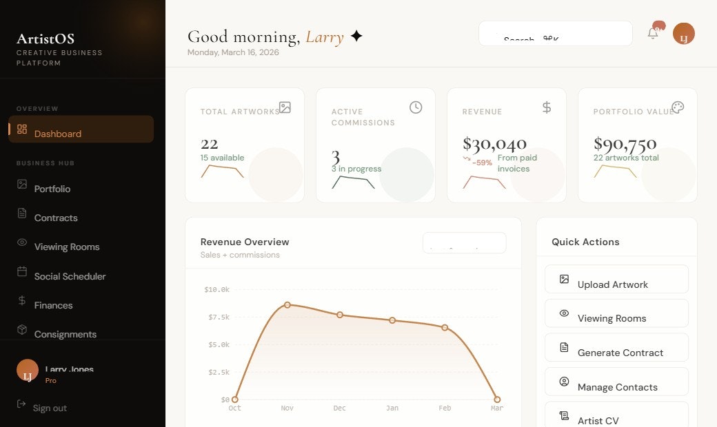 ArtistOS - Screenshot 5 showing product features and functionality