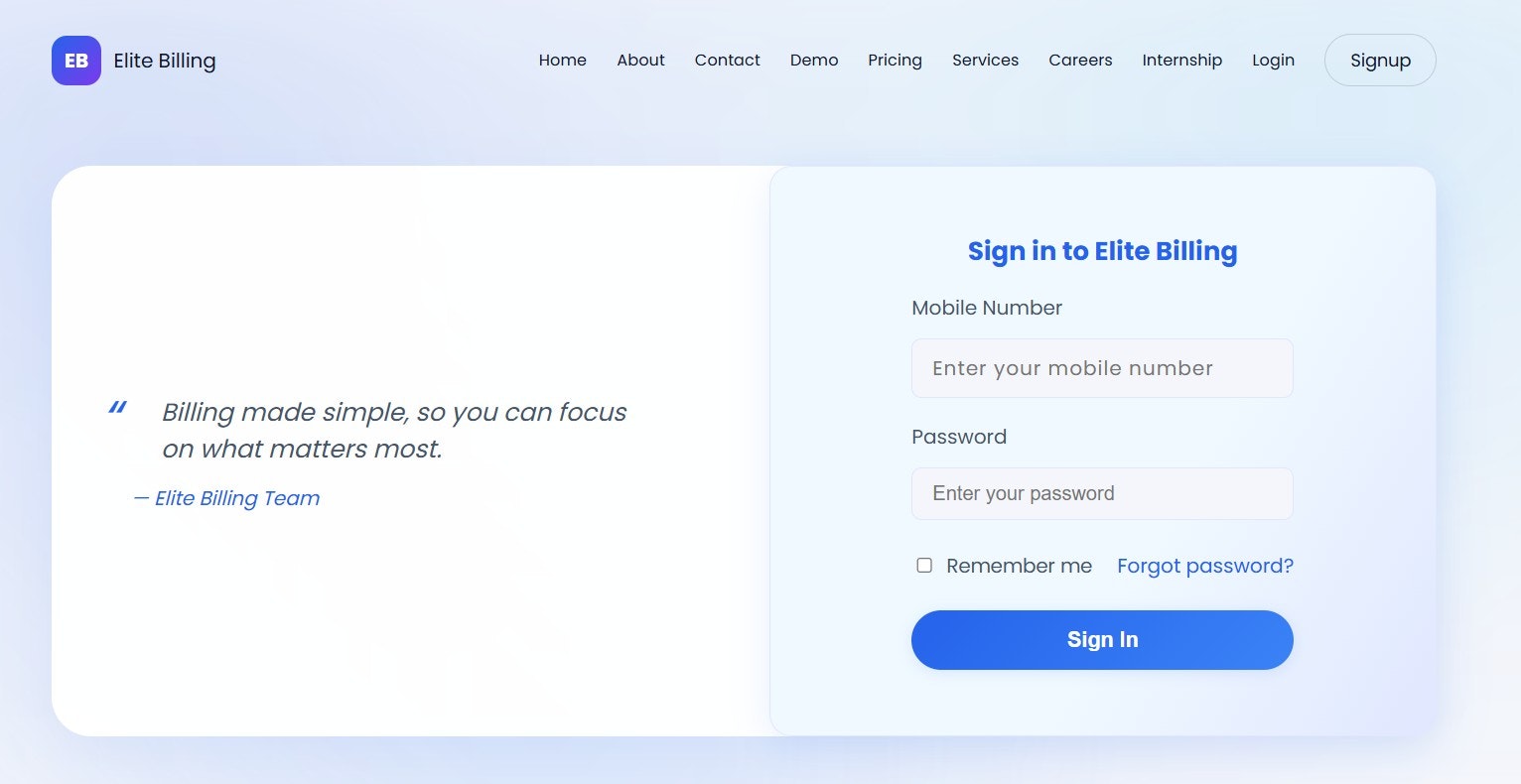 Elite Billing - Screenshot 2 showing product features and functionality