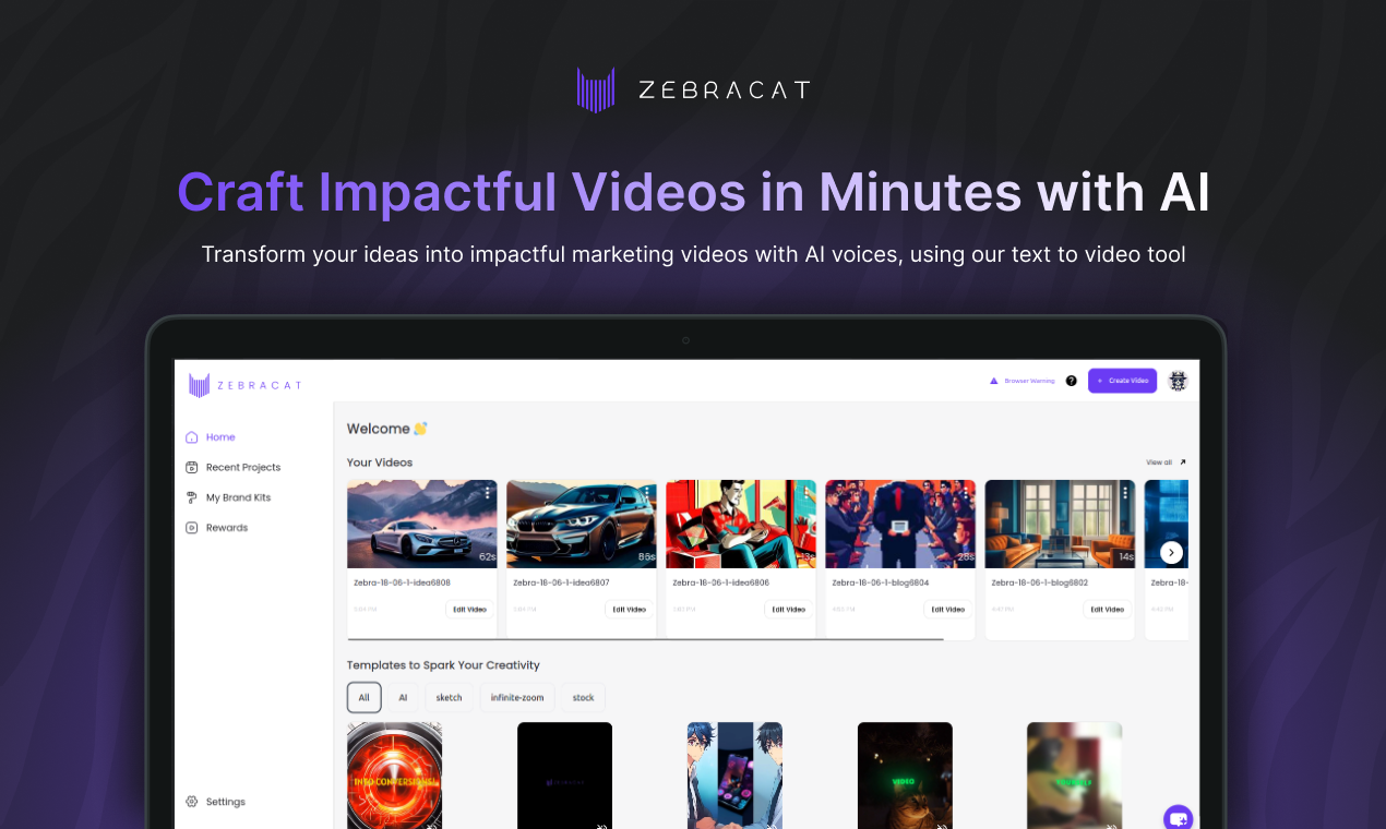 startuptile Zebracat-Turn Text into Impactful Videos in Minutes with AI