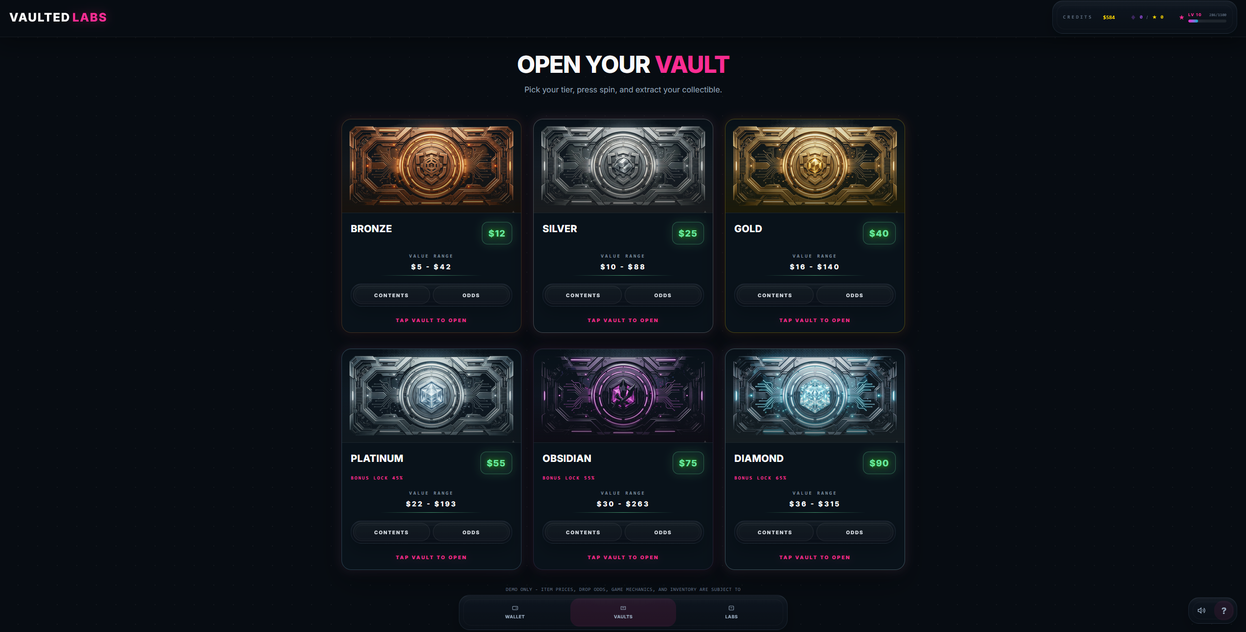 VaultedLabs - Main product screenshot demonstrating key features and user interface