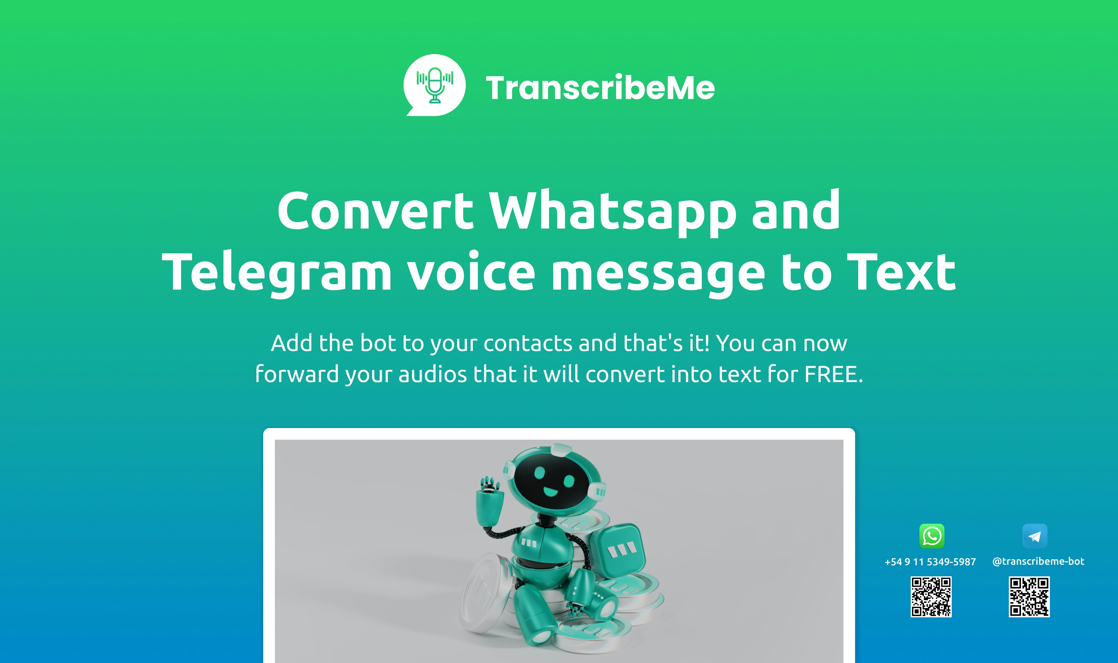 ถอดความฉัน - การถอดเสียงเป็นข้อความบน WhatsApp และ Telegram ฟรี media 3