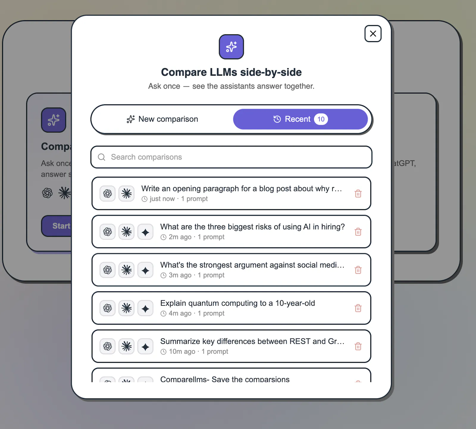 CompareLLMS screenshot 3